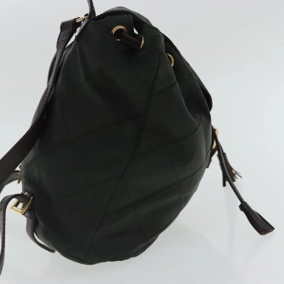 PRADA Backpack Nylon Green Gold Auth bs19006 - Picture 4 of 16